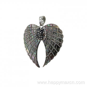 Craft angel wing shell pendants rhinestone jewelry making